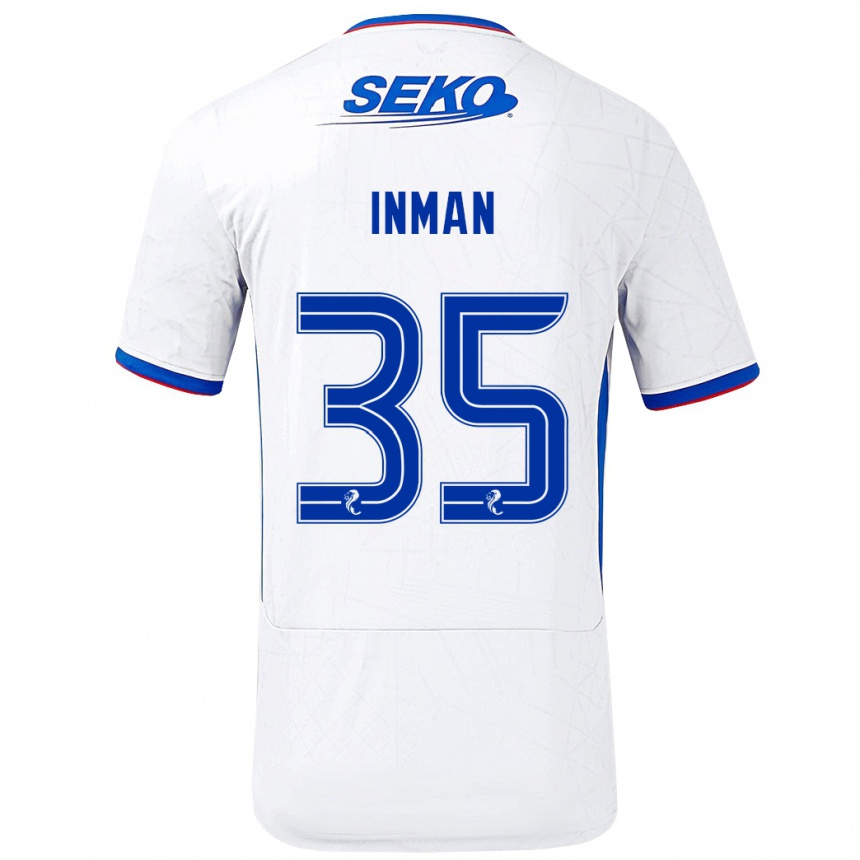 Hombre Fútbol Camiseta Lucy Inman #35 Blanco Azul 2ª Equipación 2024/25