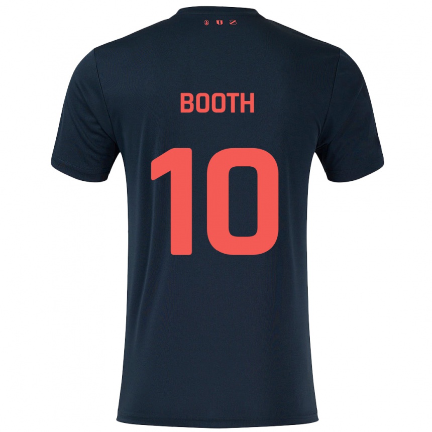 Hombre Fútbol Camiseta Taylor Booth #10 Negro Rojo 2ª Equipación 2024/25