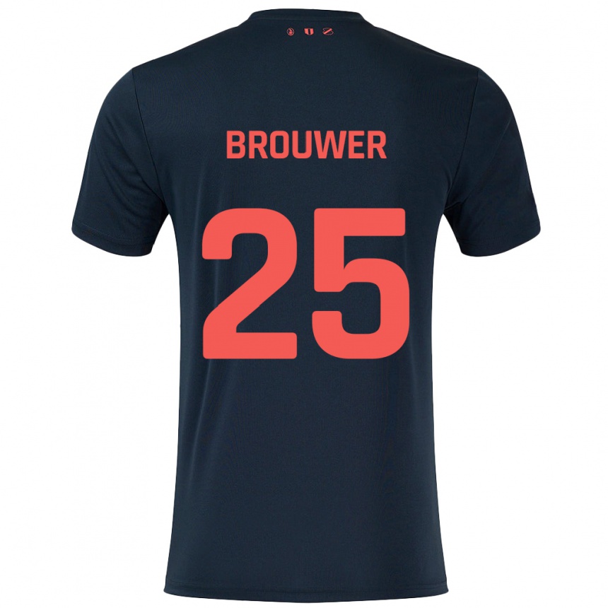 Hombre Fútbol Camiseta Michael Brouwer #25 Negro Rojo 2ª Equipación 2024/25