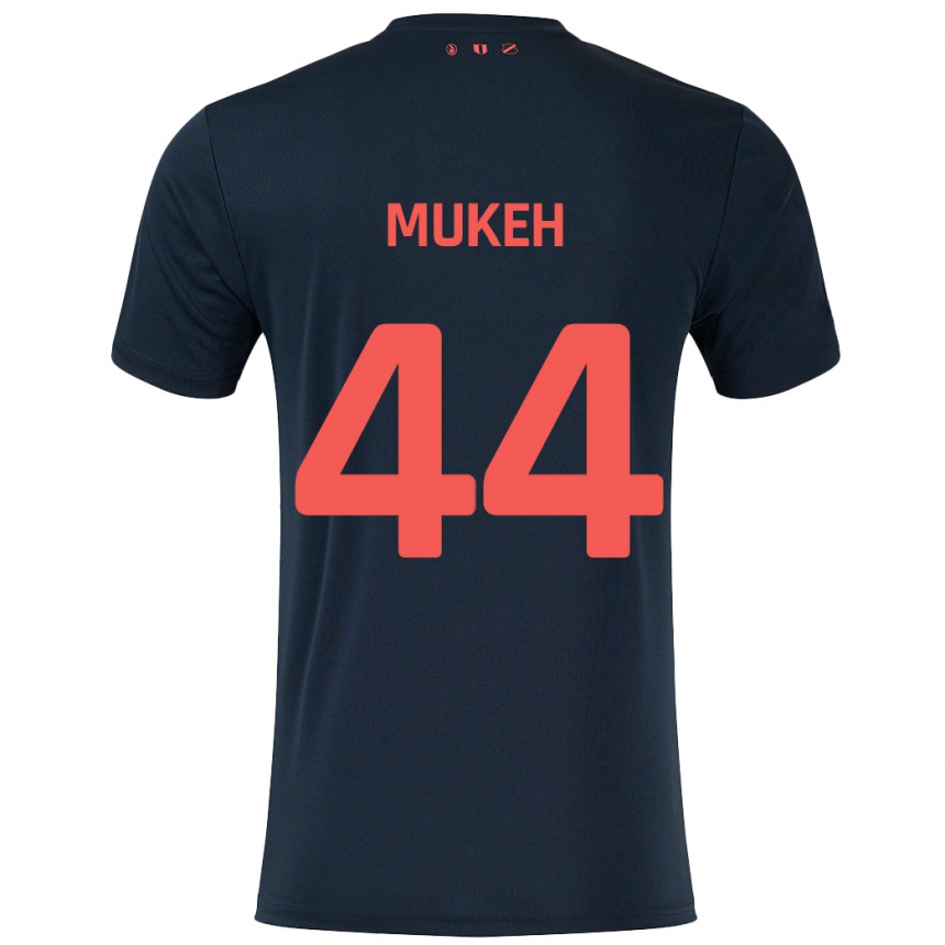 Hombre Fútbol Camiseta Joshua Mukeh #44 Negro Rojo 2ª Equipación 2024/25