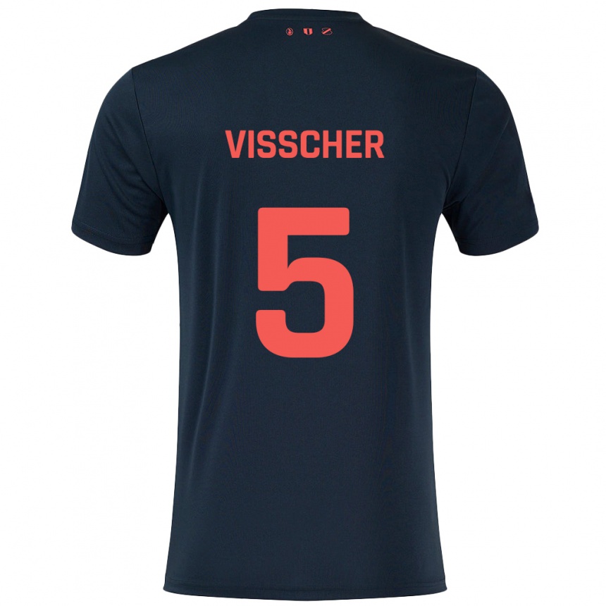 Hombre Fútbol Camiseta Amber Visscher #5 Negro Rojo 2ª Equipación 2024/25