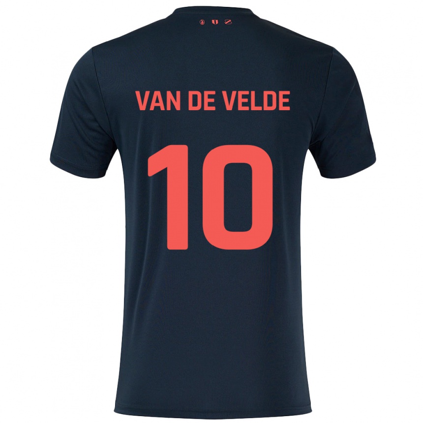 Hombre Fútbol Camiseta Senne Van De Velde #10 Negro Rojo 2ª Equipación 2024/25