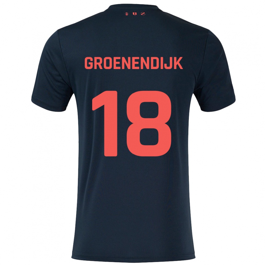 Hombre Fútbol Camiseta Tami Groenendijk #18 Negro Rojo 2ª Equipación 2024/25