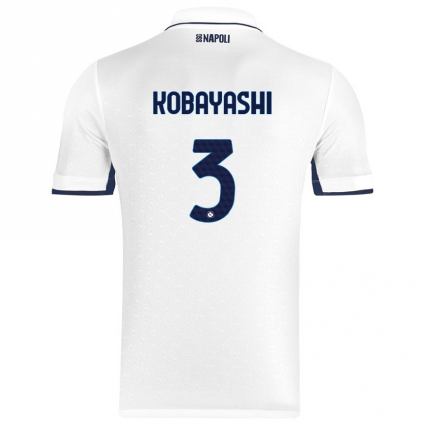 Hombre Fútbol Camiseta Miharu Kobayashi #3 Blanco Azul Real 2ª Equipación 2024/25