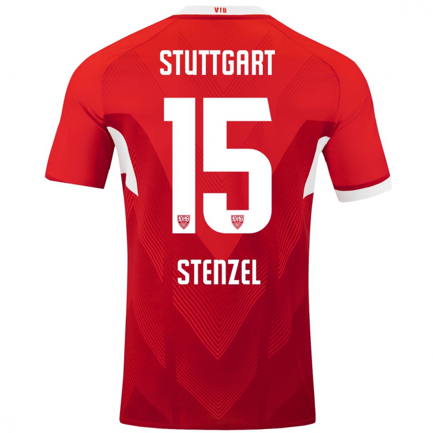 Hombre Fútbol Camiseta Pascal Stenzel #15 Rojo Blanco 2ª Equipación 2024/25