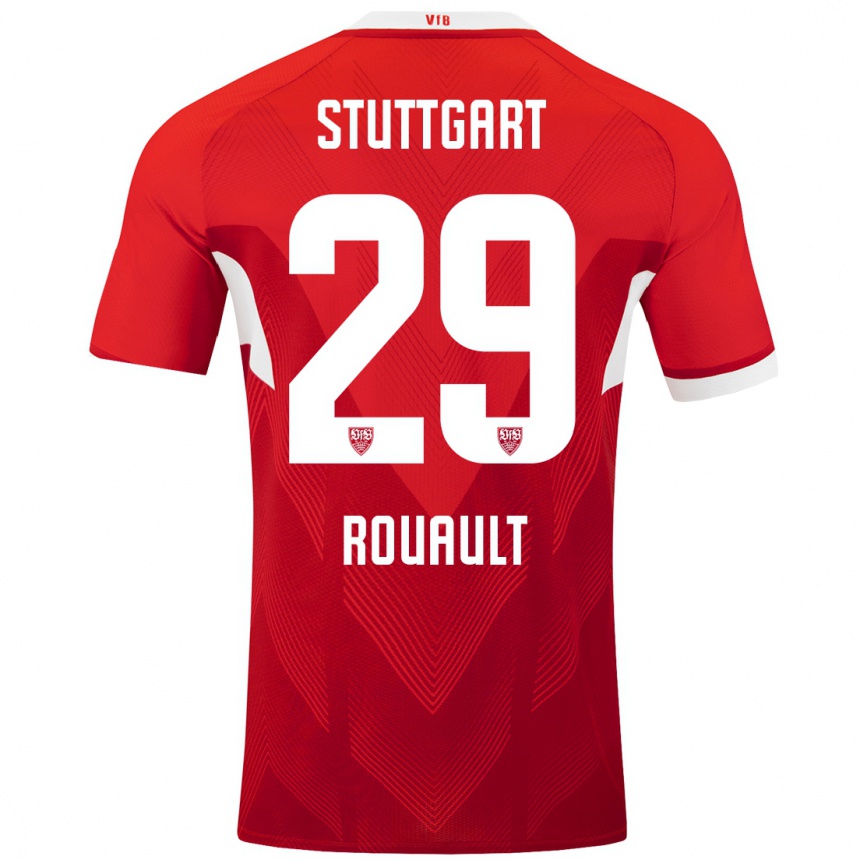 Hombre Fútbol Camiseta Anthony Rouault #29 Rojo Blanco 2ª Equipación 2024/25