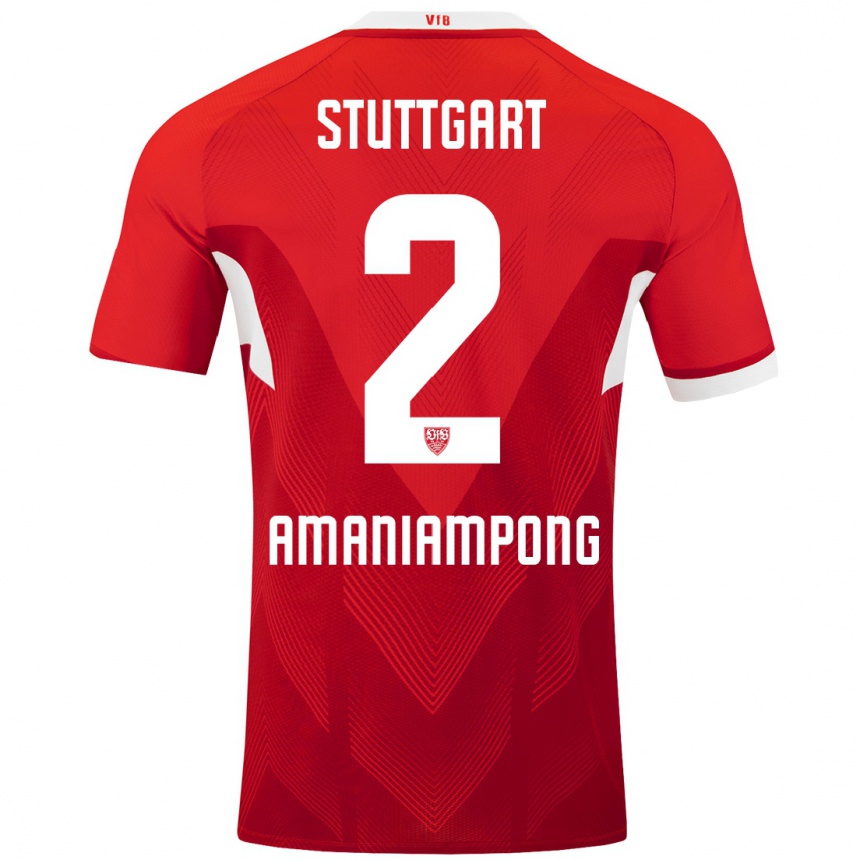 Hombre Fútbol Camiseta Kaden Amaniampong #2 Rojo Blanco 2ª Equipación 2024/25