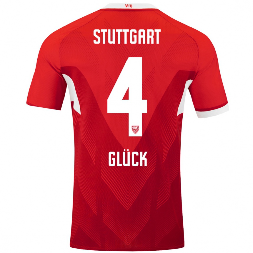 Hombre Fútbol Camiseta Michael Glück #4 Rojo Blanco 2ª Equipación 2024/25