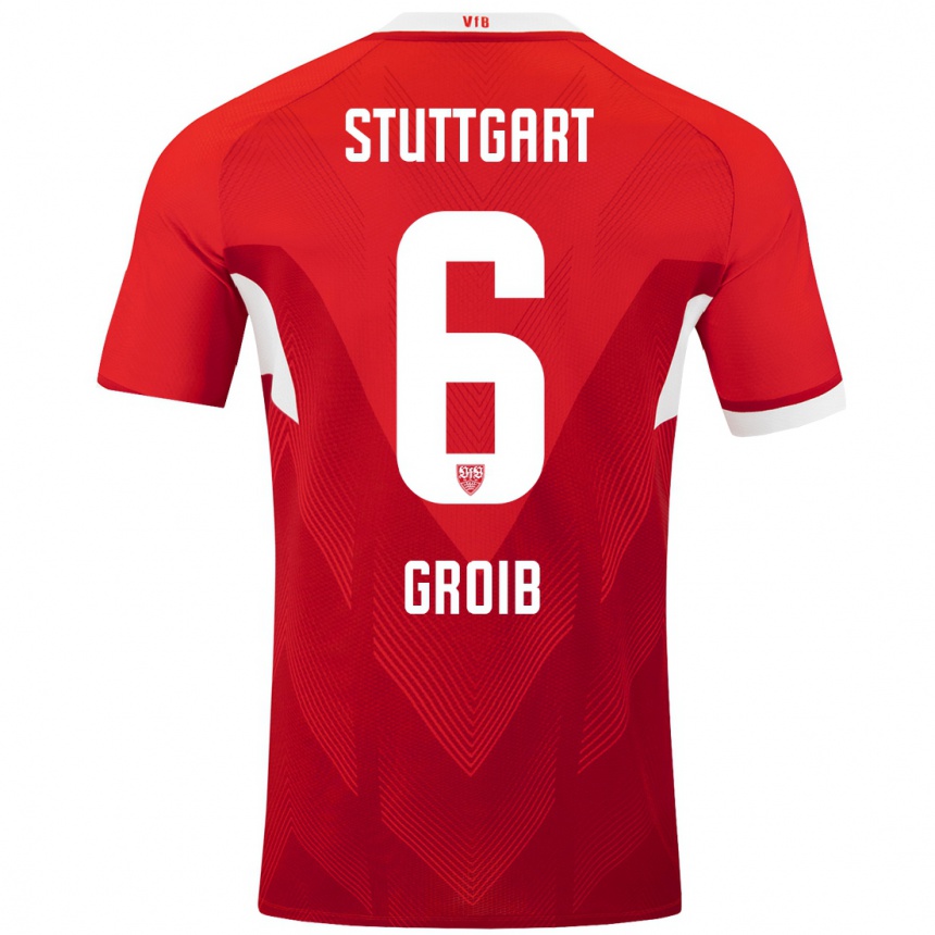 Hombre Fútbol Camiseta Alexander Groiß #6 Rojo Blanco 2ª Equipación 2024/25