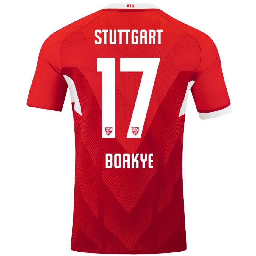 Hombre Fútbol Camiseta Maurice Boakye #17 Rojo Blanco 2ª Equipación 2024/25