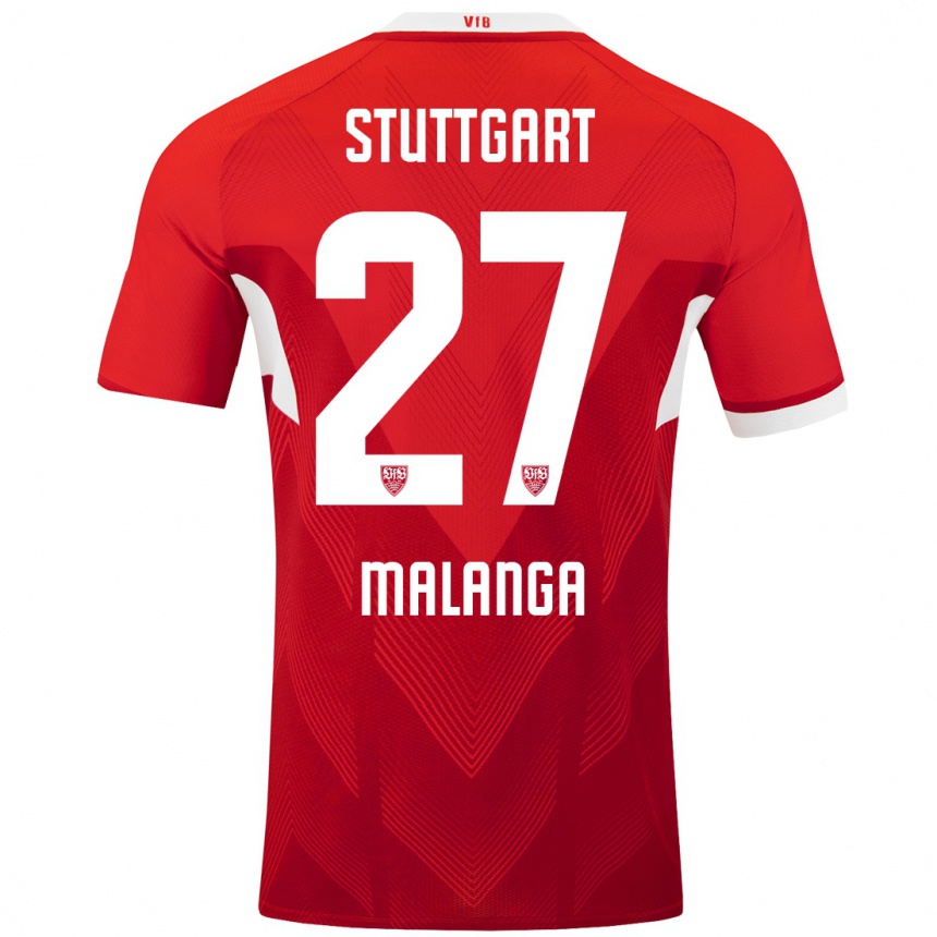 Hombre Fútbol Camiseta Jarzinho Malanga #27 Rojo Blanco 2ª Equipación 2024/25