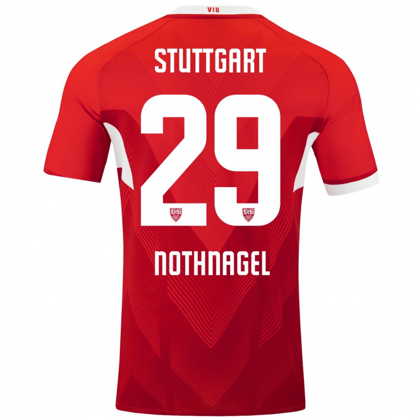 Hombre Fútbol Camiseta Dominik Nothnagel #29 Rojo Blanco 2ª Equipación 2024/25