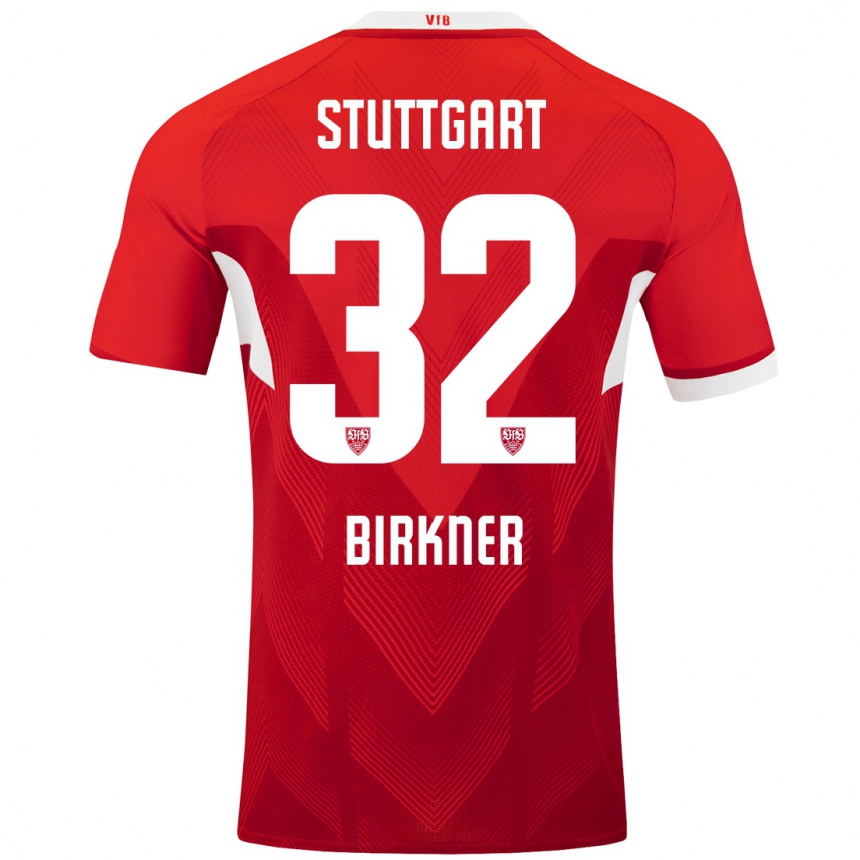 Hombre Fútbol Camiseta Hanna Birkner #32 Rojo Blanco 2ª Equipación 2024/25