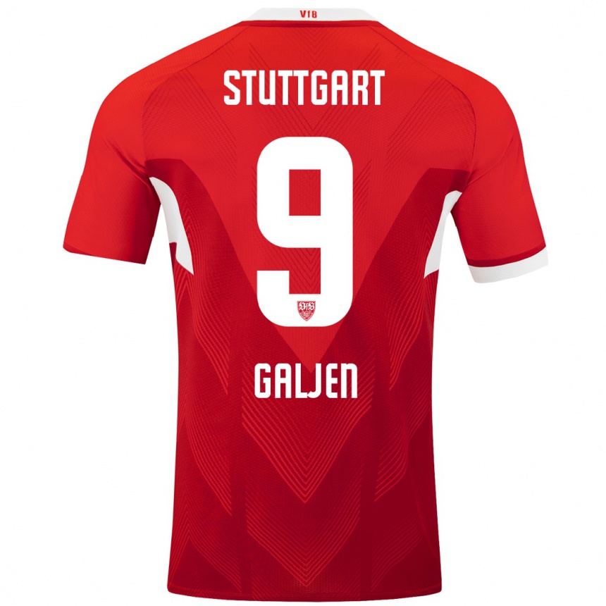 Hombre Fútbol Camiseta Dejan Galjen #9 Rojo Blanco 2ª Equipación 2024/25