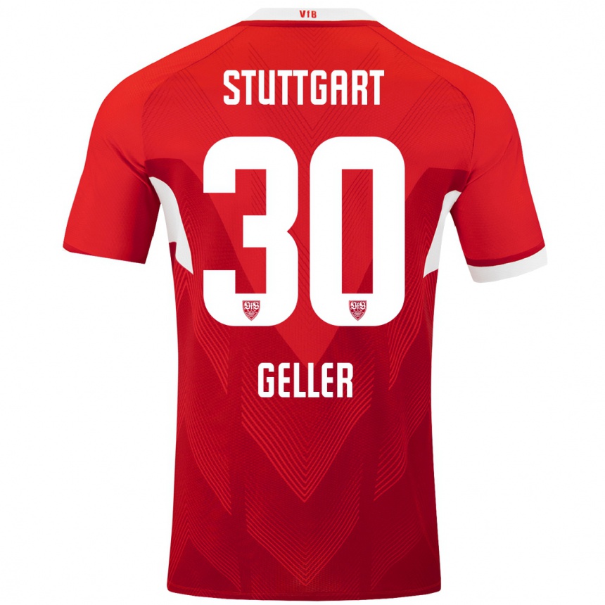 Hombre Fútbol Camiseta Robert Geller #30 Rojo Blanco 2ª Equipación 2024/25