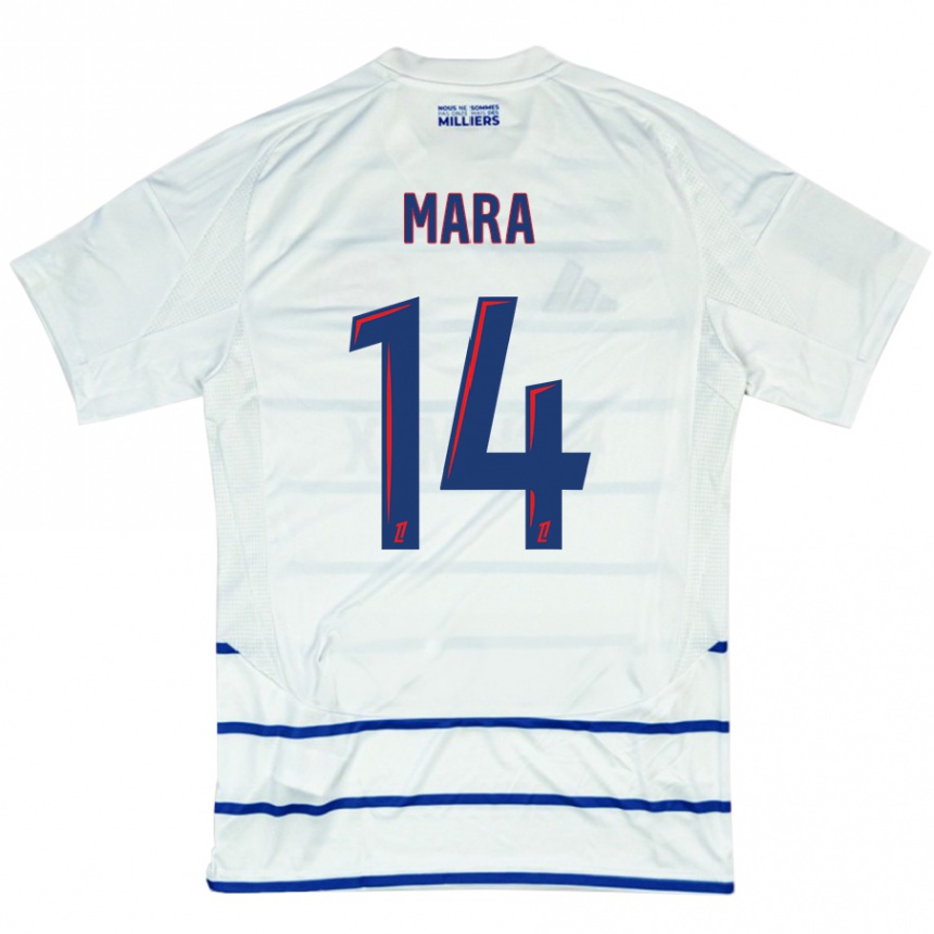 Hombre Fútbol Camiseta Sékou Mara #14 Blanco Azul 2ª Equipación 2024/25