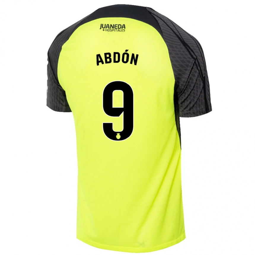 Hombre Fútbol Camiseta Abdón Prats #9 Verde Fluorescente Negro 2ª Equipación 2024/25