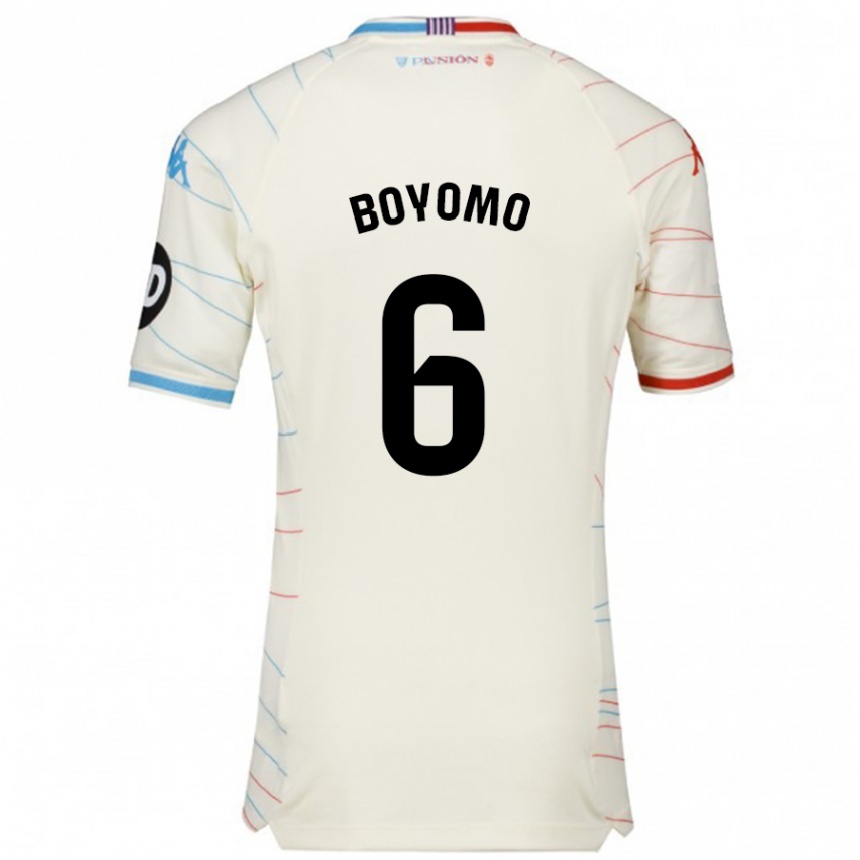 Hombre Fútbol Camiseta Enzo Boyomo #6 Blanco Rojo Azul 2ª Equipación 2024/25