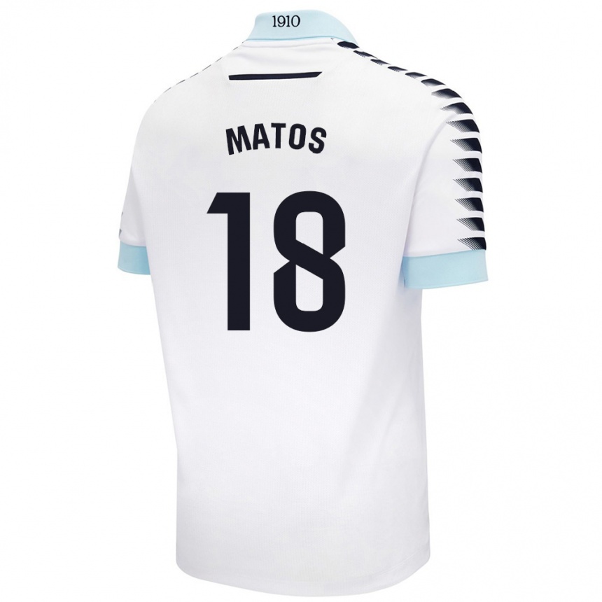 Hombre Fútbol Camiseta José Matos #18 Blanco Azul 2ª Equipación 2024/25