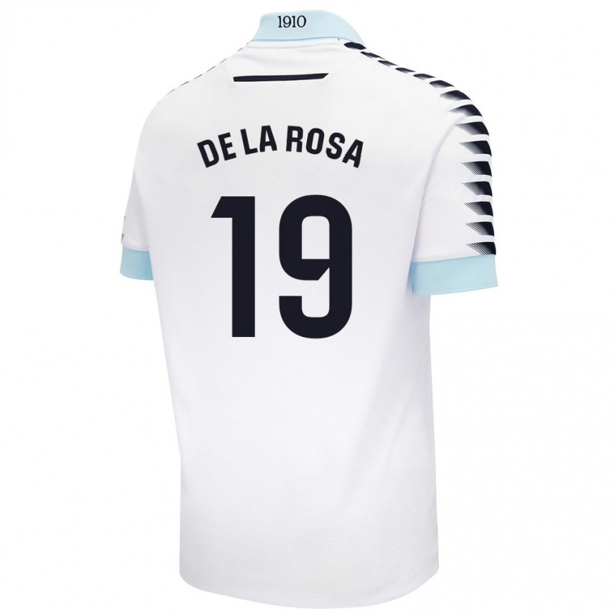 Hombre Fútbol Camiseta José Antonio De La Rosa #19 Blanco Azul 2ª Equipación 2024/25