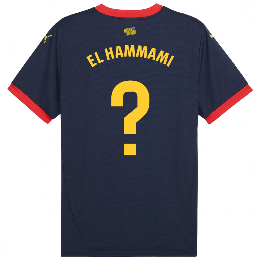 Hombre Fútbol Camiseta Ayoub El Hammami #0 Azul Marino Rojo 2ª Equipación 2024/25