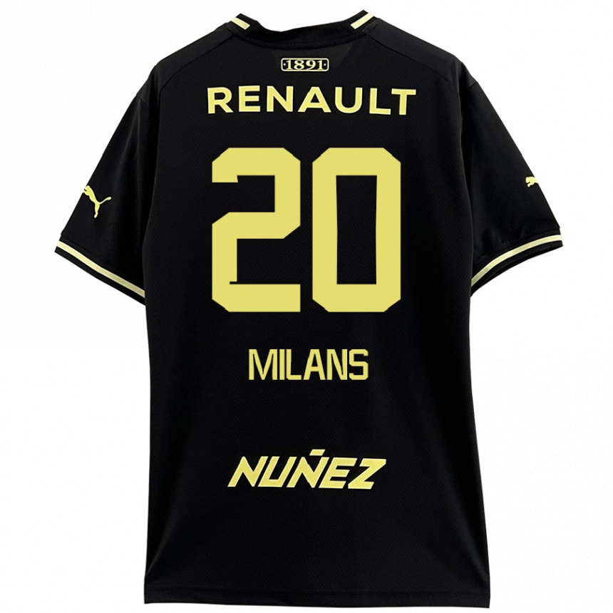 Hombre Fútbol Camiseta Pedro Milans #20 Negro Amarillo 2ª Equipación 2024/25