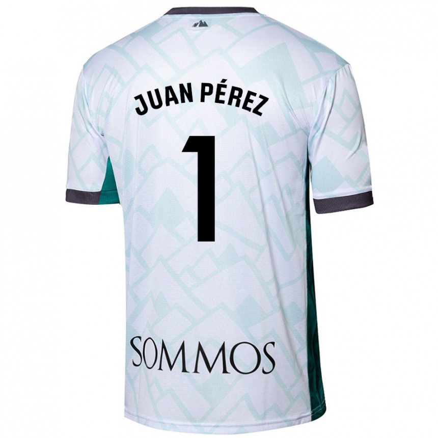 Hombre Fútbol Camiseta Juan Pérez #1 Blanco Verde 2ª Equipación 2024/25