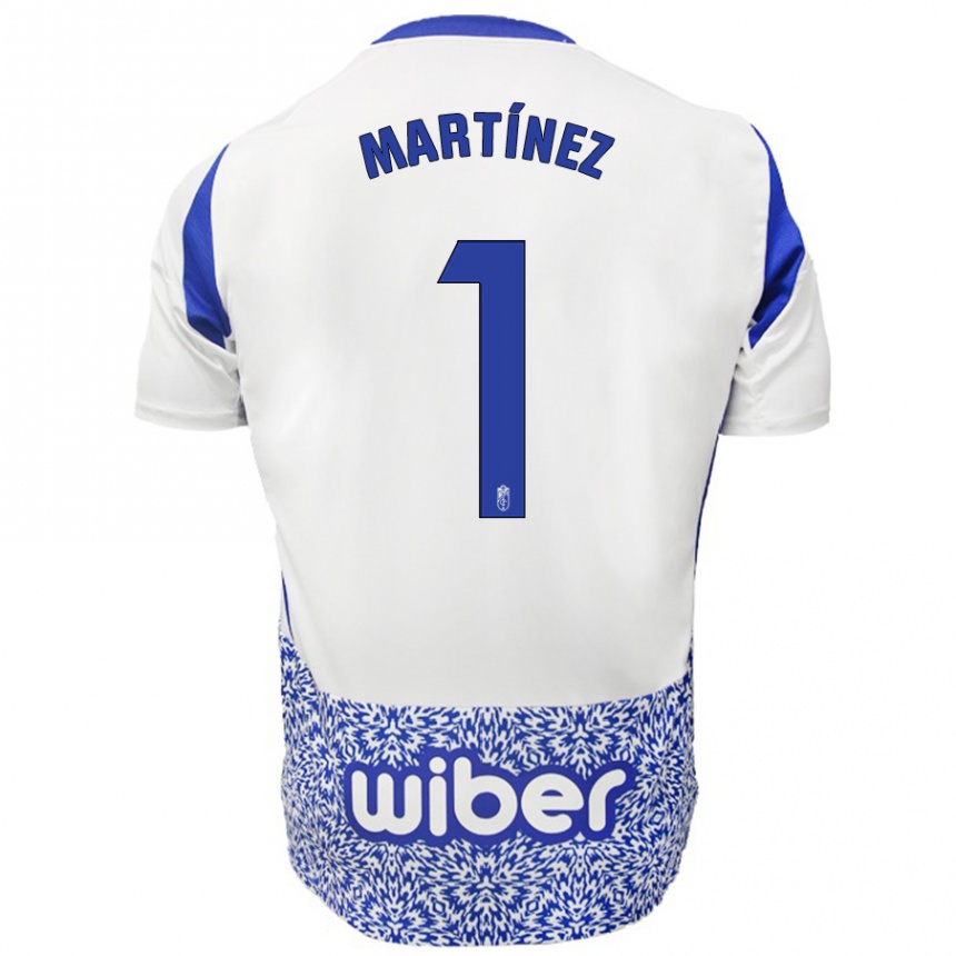 Hombre Fútbol Camiseta Marc Martínez #1 Blanco Azul 2ª Equipación 2024/25