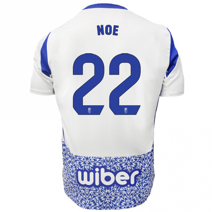 Hombre Fútbol Camiseta Noe #22 Blanco Azul 2ª Equipación 2024/25