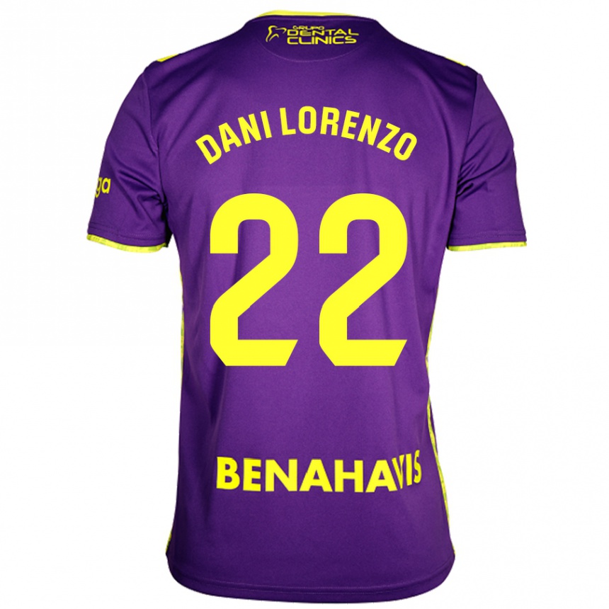 Hombre Fútbol Camiseta Dani Lorenzo #22 Púrpura Amarillo 2ª Equipación 2024/25