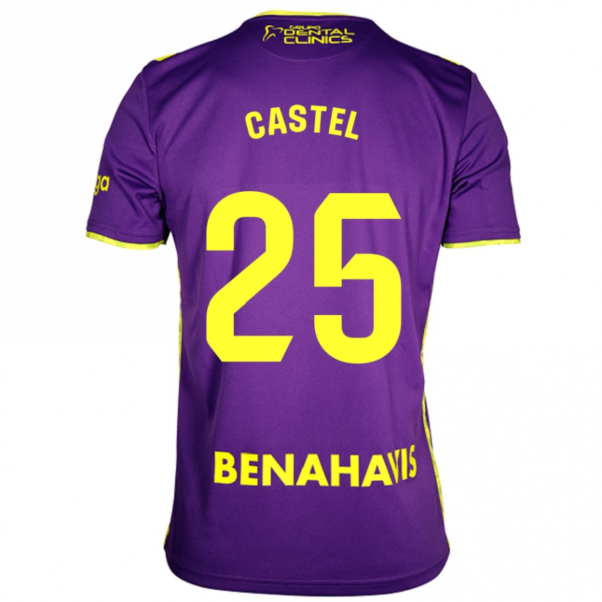 Hombre Fútbol Camiseta Sergio Castel #25 Púrpura Amarillo 2ª Equipación 2024/25