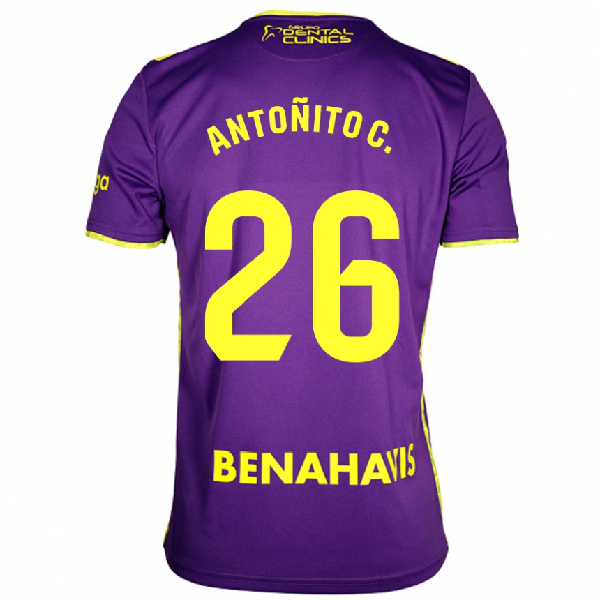 Hombre Fútbol Camiseta Antonio Cordero #26 Púrpura Amarillo 2ª Equipación 2024/25