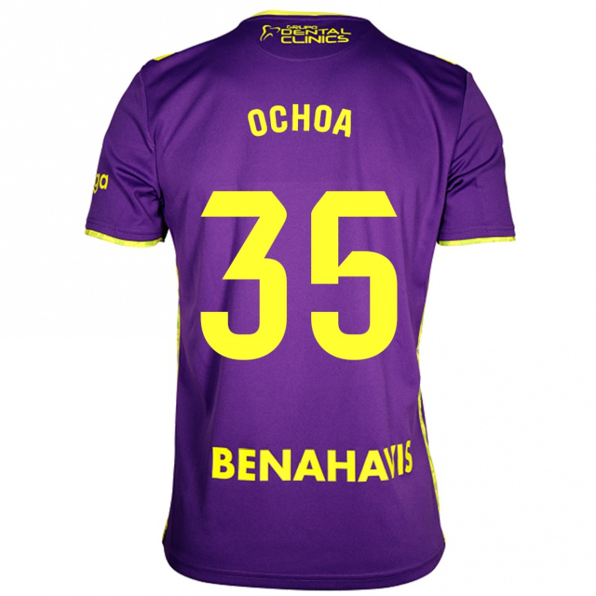 Hombre Fútbol Camiseta Aarón Ochoa #35 Púrpura Amarillo 2ª Equipación 2024/25