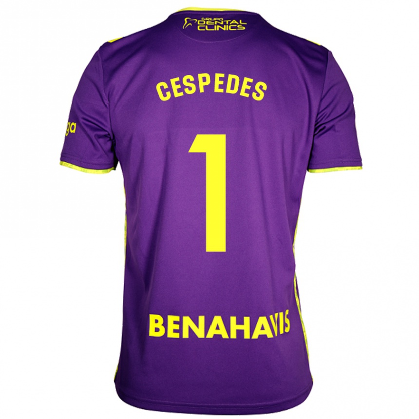 Hombre Fútbol Camiseta Andrés Céspedes #1 Púrpura Amarillo 2ª Equipación 2024/25