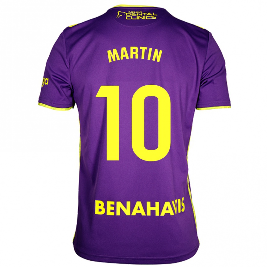 Hombre Fútbol Camiseta Jesús Martín #10 Púrpura Amarillo 2ª Equipación 2024/25