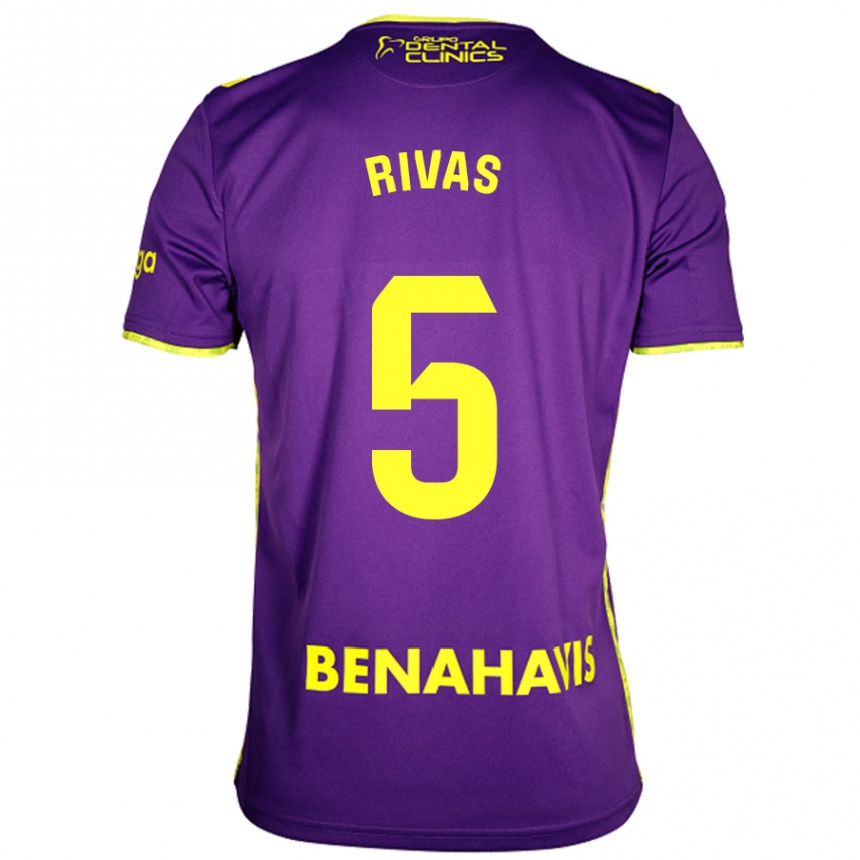 Hombre Fútbol Camiseta Juande Rivas #5 Púrpura Amarillo 2ª Equipación 2024/25