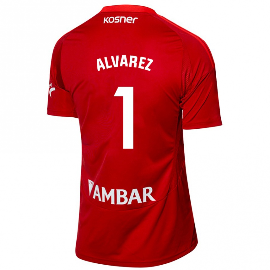 Hombre Fútbol Camiseta Cristian Álvarez #1 Blanco Azul 2ª Equipación 2024/25