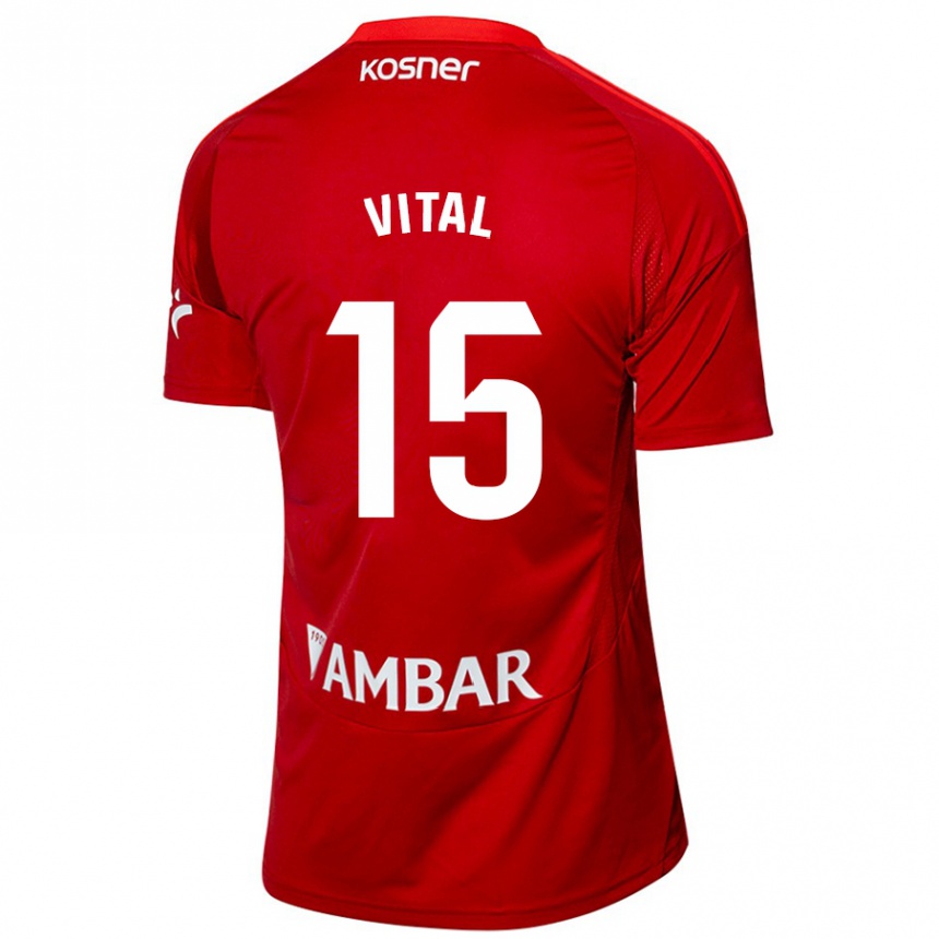 Hombre Fútbol Camiseta Bernardo Vital #15 Blanco Azul 2ª Equipación 2024/25