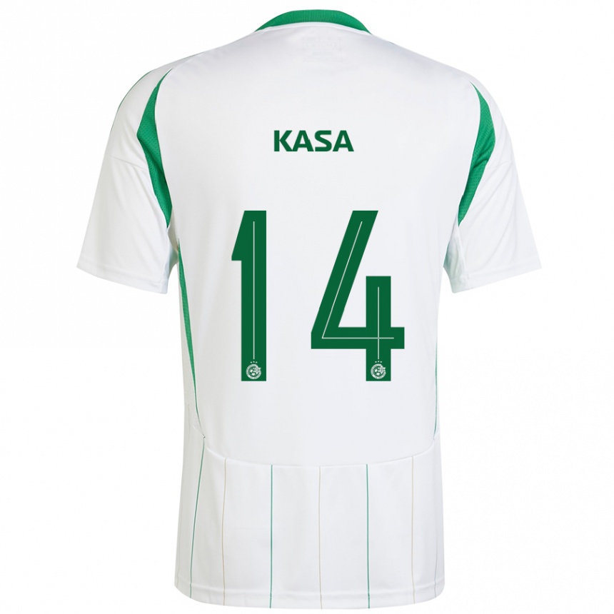 Hombre Fútbol Camiseta Lior Kasa #14 Blanco Verde 2ª Equipación 2024/25