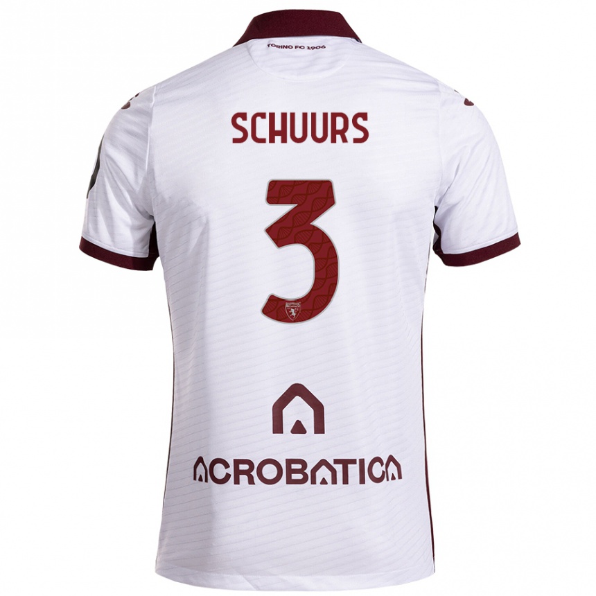 Hombre Fútbol Camiseta Perr Schuurs #3 Blanco Granate 2ª Equipación 2024/25