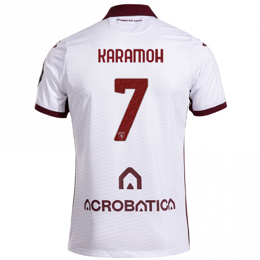 Hombre Fútbol Camiseta Yann Karamoh #7 Blanco Granate 2ª Equipación 2024/25