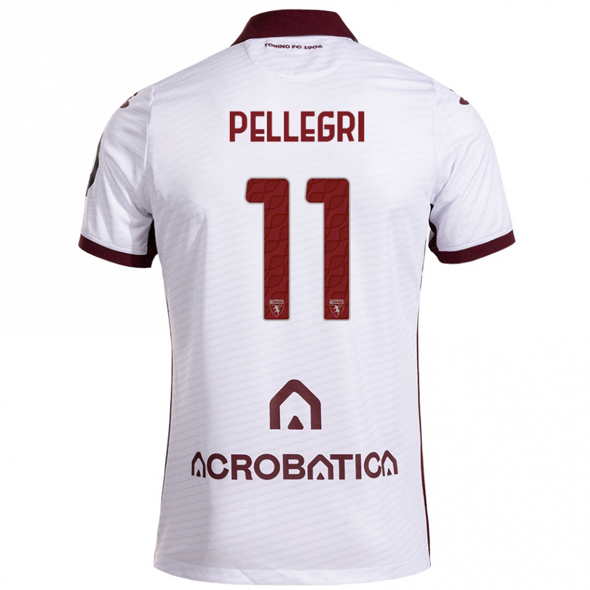 Hombre Fútbol Camiseta Pietro Pellegri #11 Blanco Granate 2ª Equipación 2024/25