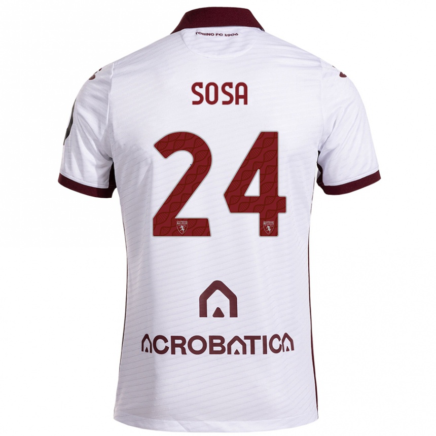 Hombre Fútbol Camiseta Borna Sosa #24 Blanco Granate 2ª Equipación 2024/25