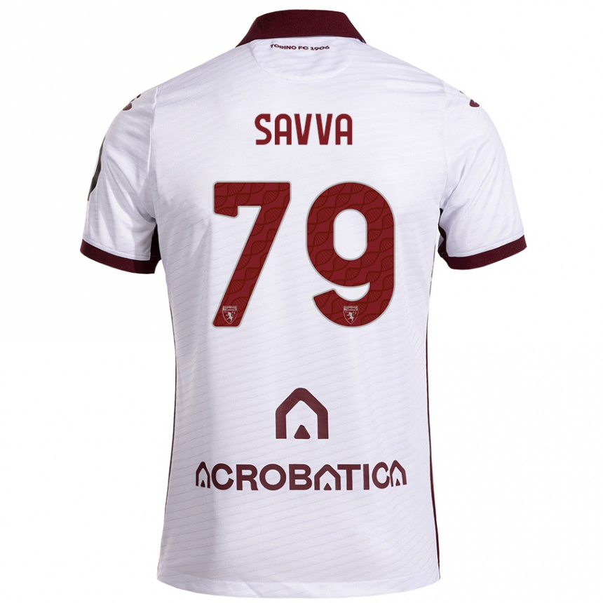 Hombre Fútbol Camiseta Zanos Savva #79 Blanco Granate 2ª Equipación 2024/25