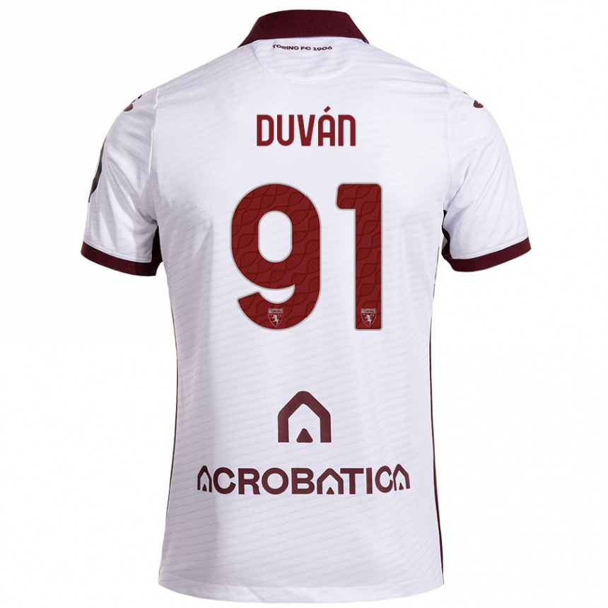 Hombre Fútbol Camiseta Duván Zapata #91 Blanco Granate 2ª Equipación 2024/25