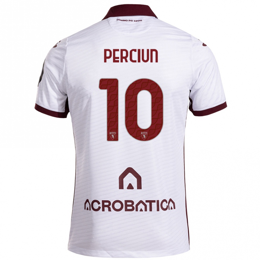 Hombre Fútbol Camiseta Sergiu Perciun #10 Blanco Granate 2ª Equipación 2024/25