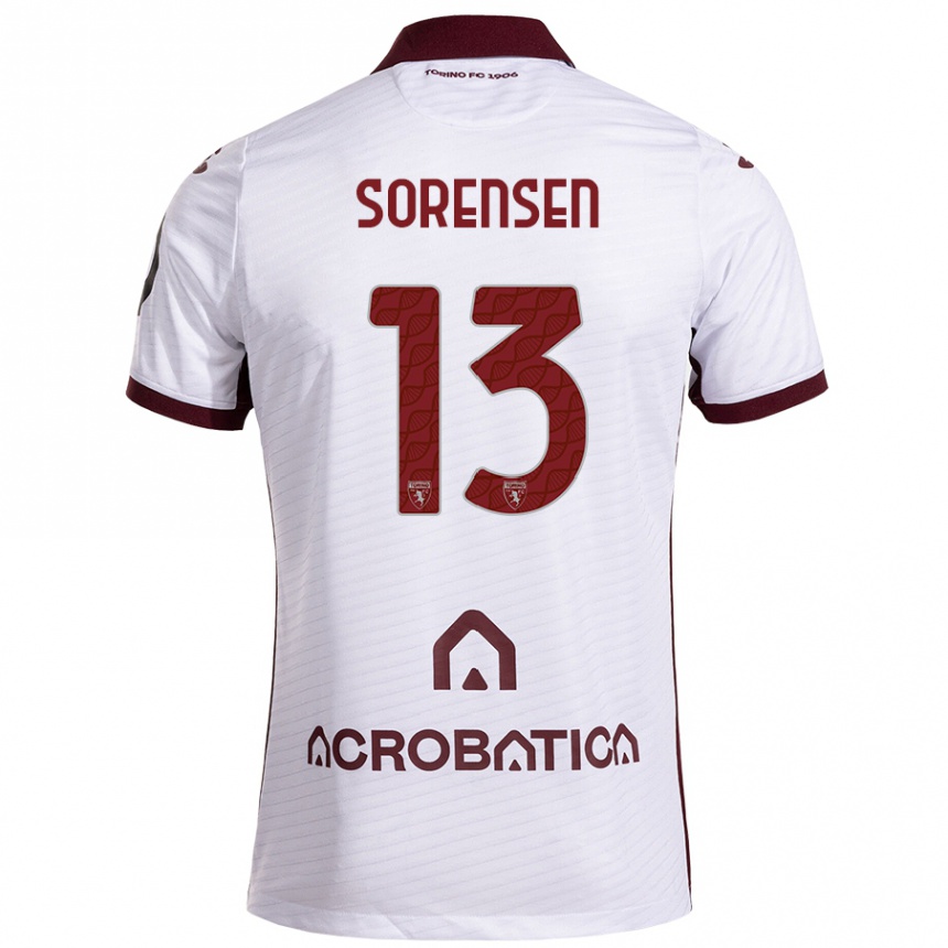 Hombre Fútbol Camiseta Ben Sørensen #13 Blanco Granate 2ª Equipación 2024/25