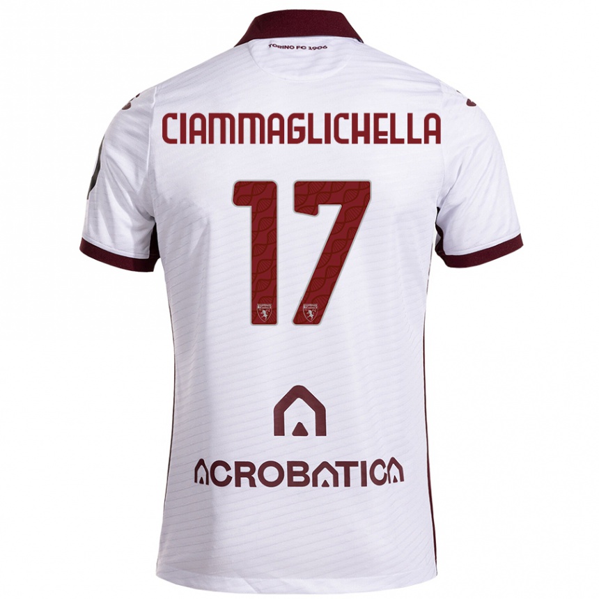 Hombre Fútbol Camiseta Aaron Ciammaglichella #17 Blanco Granate 2ª Equipación 2024/25