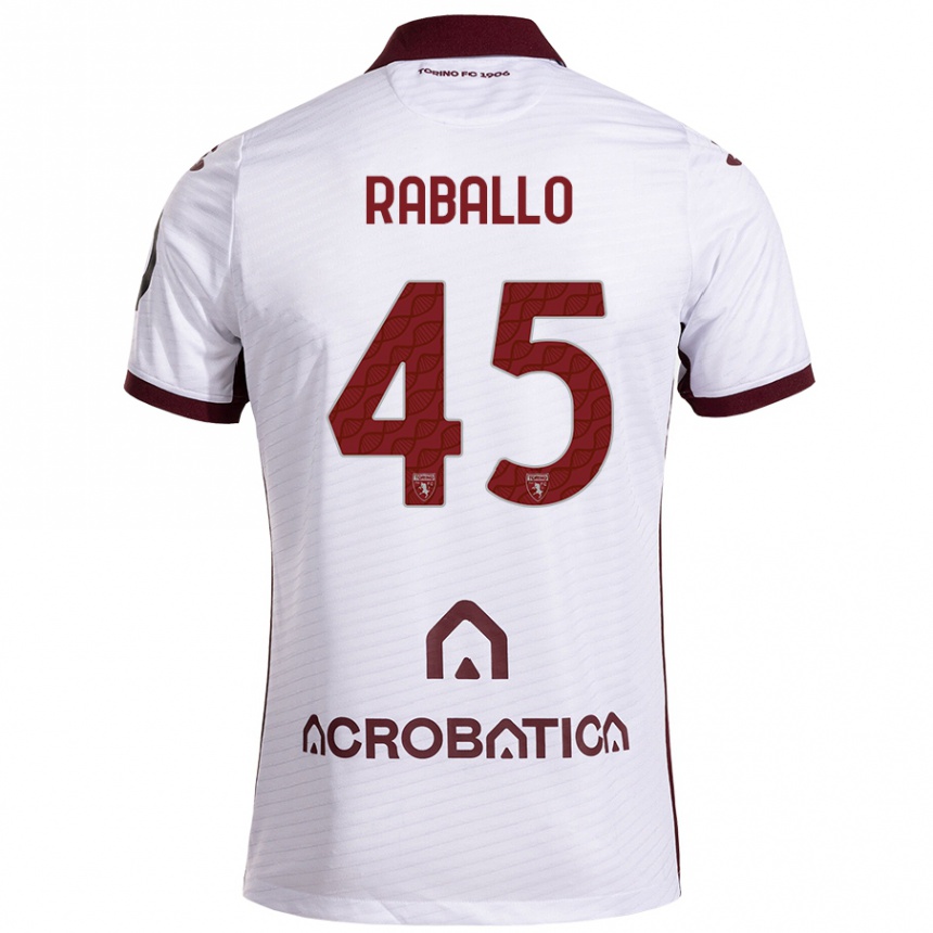 Hombre Fútbol Camiseta Alessio Raballo #45 Blanco Granate 2ª Equipación 2024/25