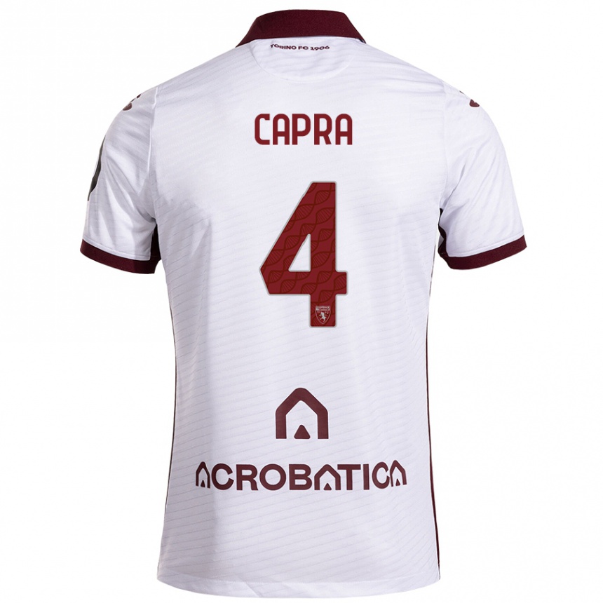 Hombre Fútbol Camiseta Valentina Capra #4 Blanco Granate 2ª Equipación 2024/25